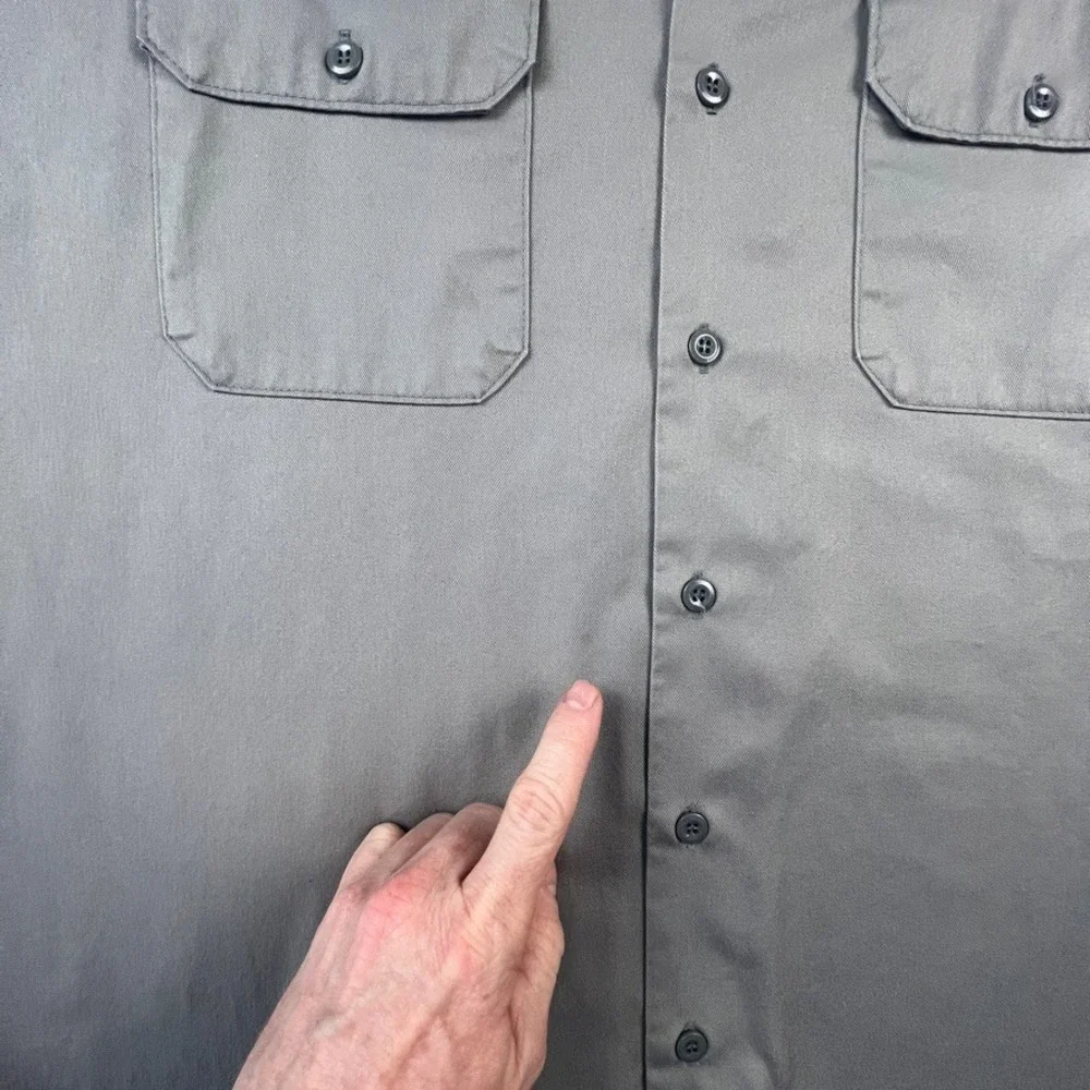 Dickies Work Shirt‎ Mens 2XL Long Sleeve Gray Twill Button Down Skater Workwear